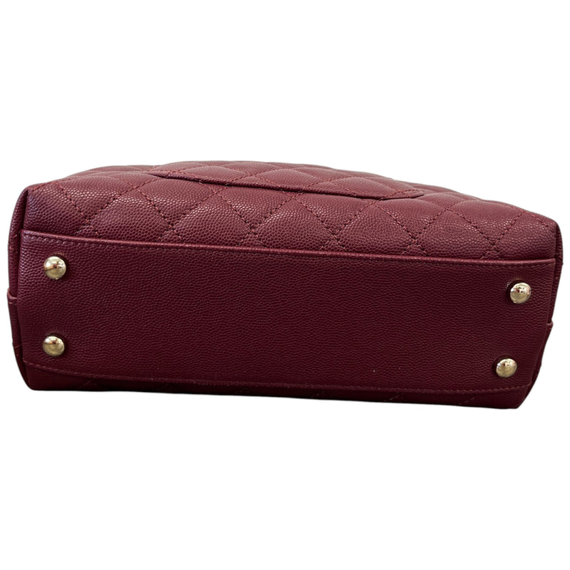 Women's Caviar Leather Small Coco Handle Flap Bag Burgundy
