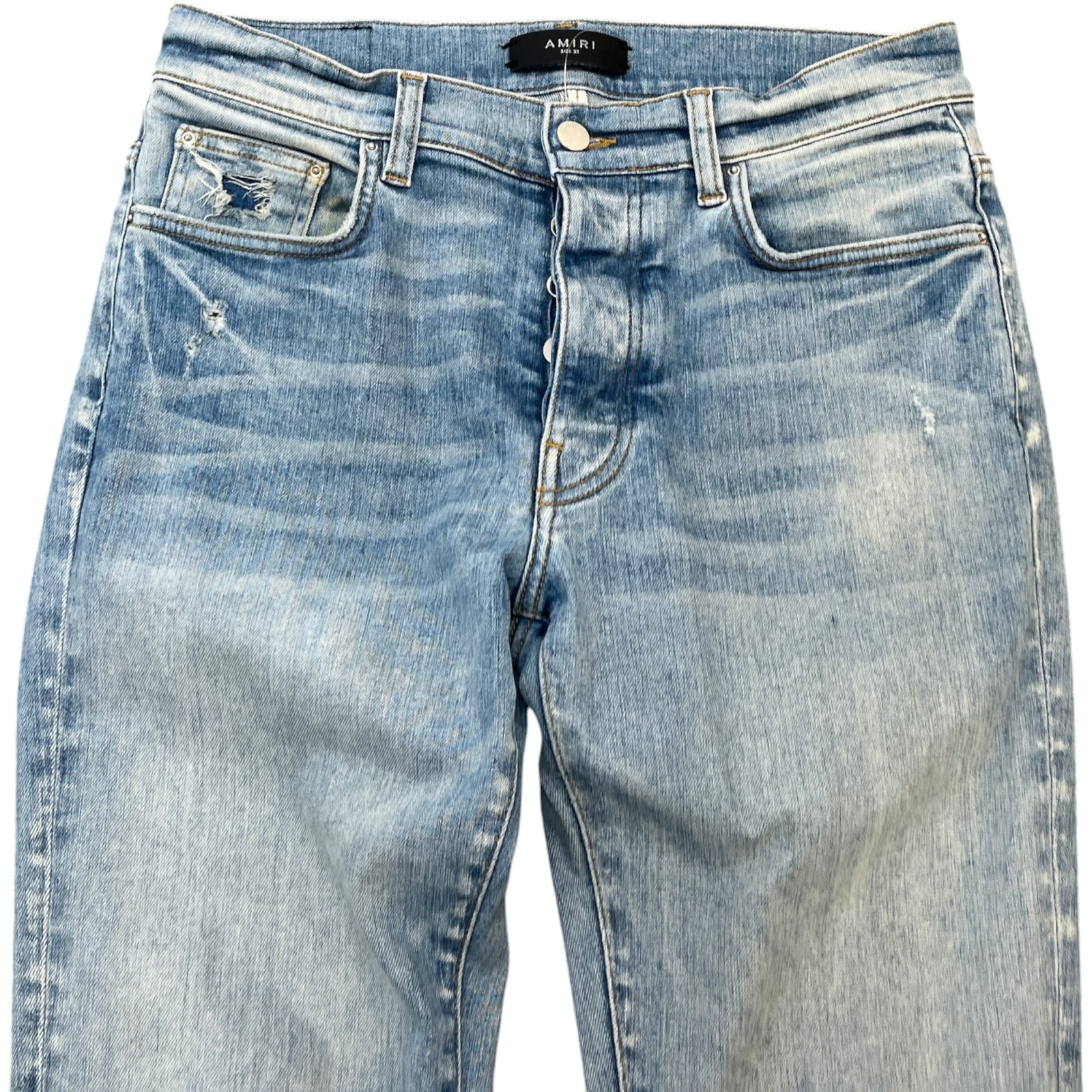 Men's Distressed Jeans Blue Size M / W32 - Photo 5