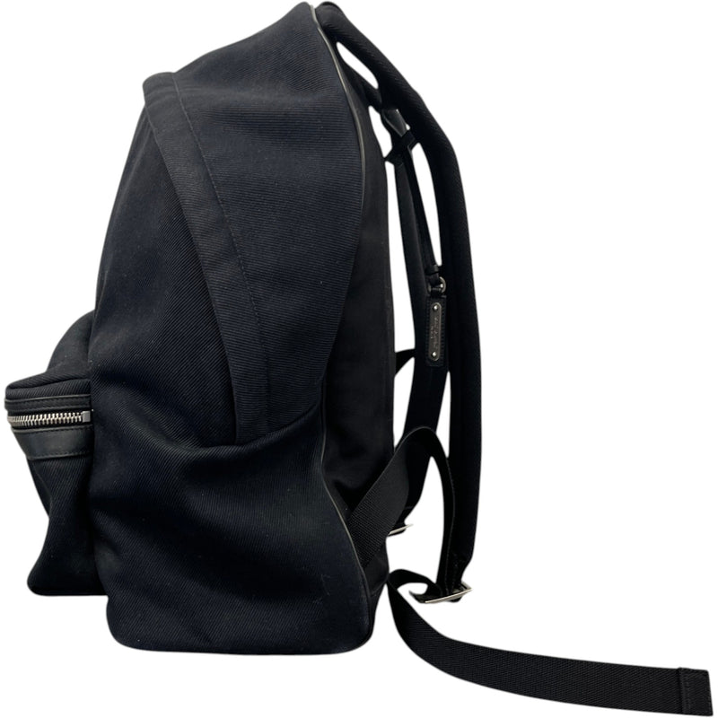 Men's Embroidered City Denim Backpack Black