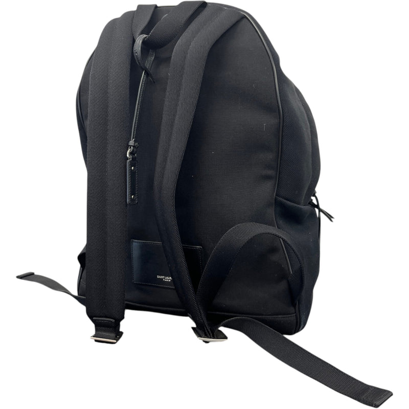 Men's Embroidered City Denim Backpack Black