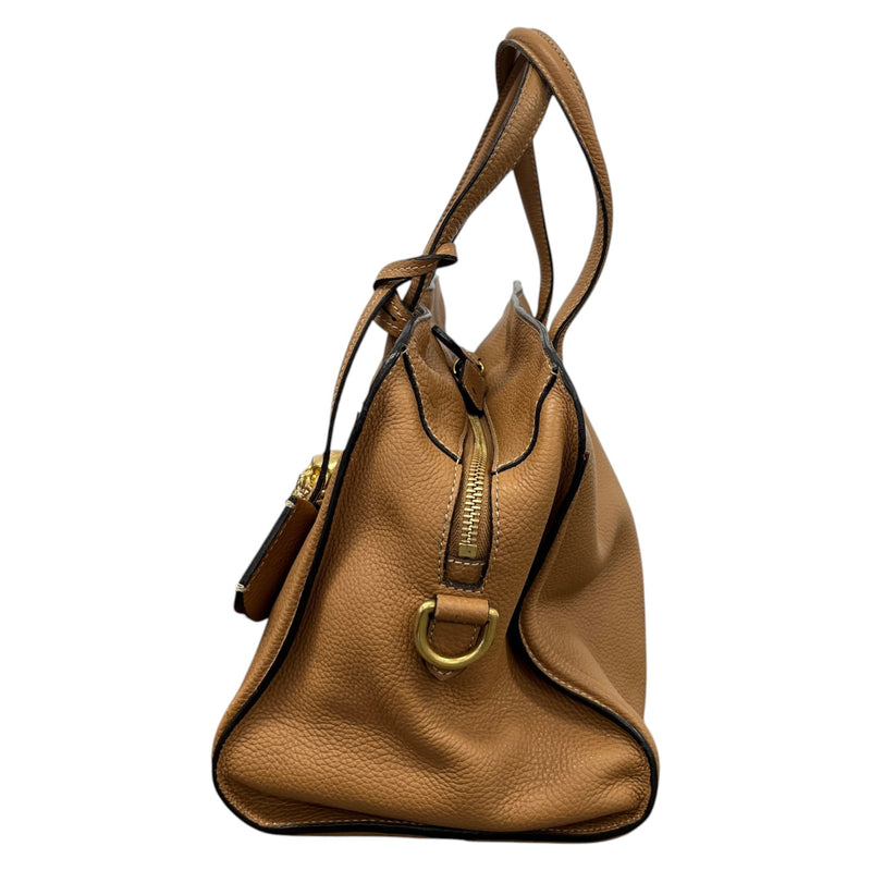 Women's Medium Padlock Zip Tote Handbag Brown