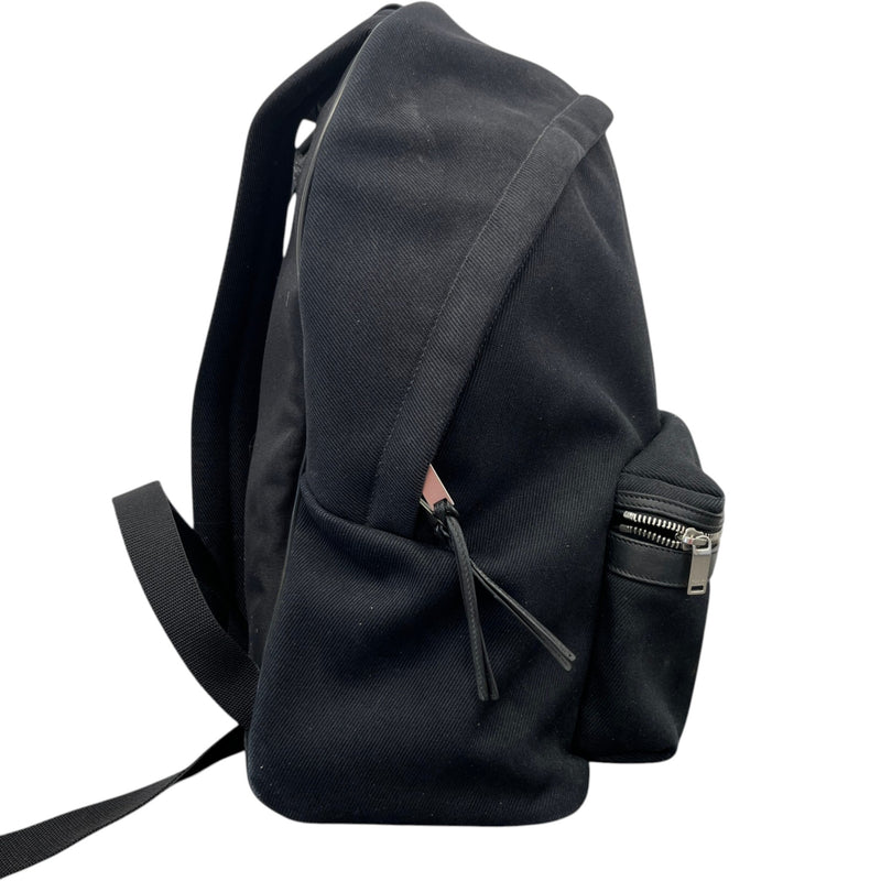 Men's Embroidered City Denim Backpack Black
