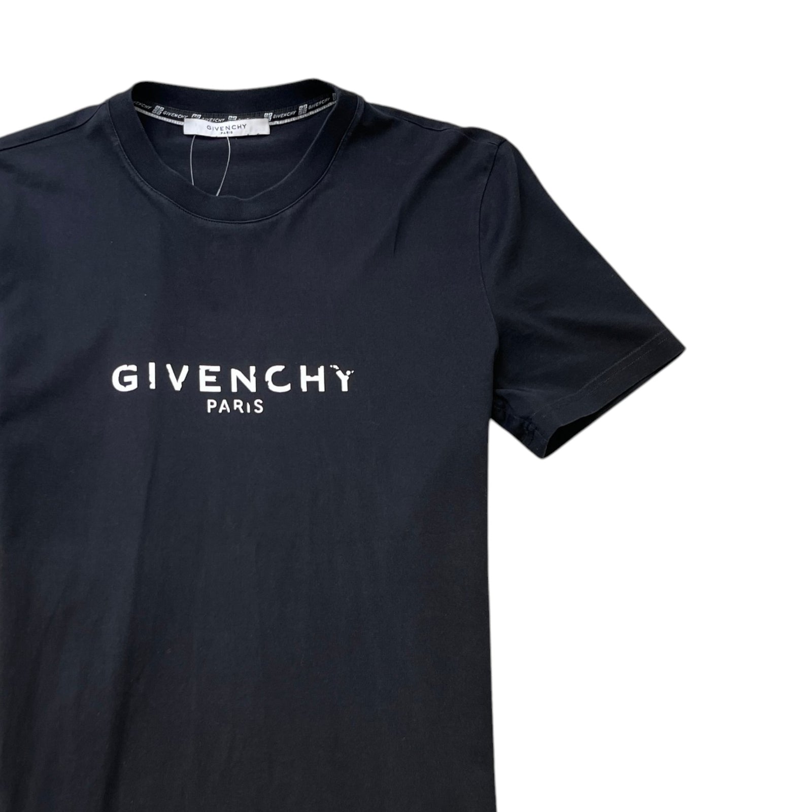Men's Distressed Logo Print T-Shirt Black Size M - Photo 3
