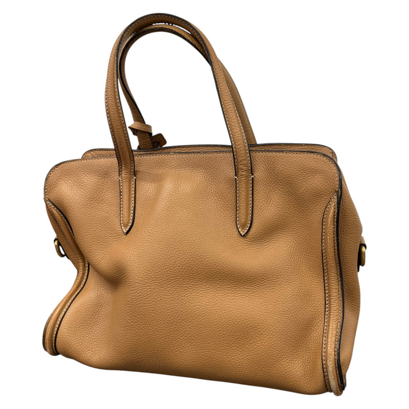 Women's Medium Padlock Zip Tote Handbag Brown