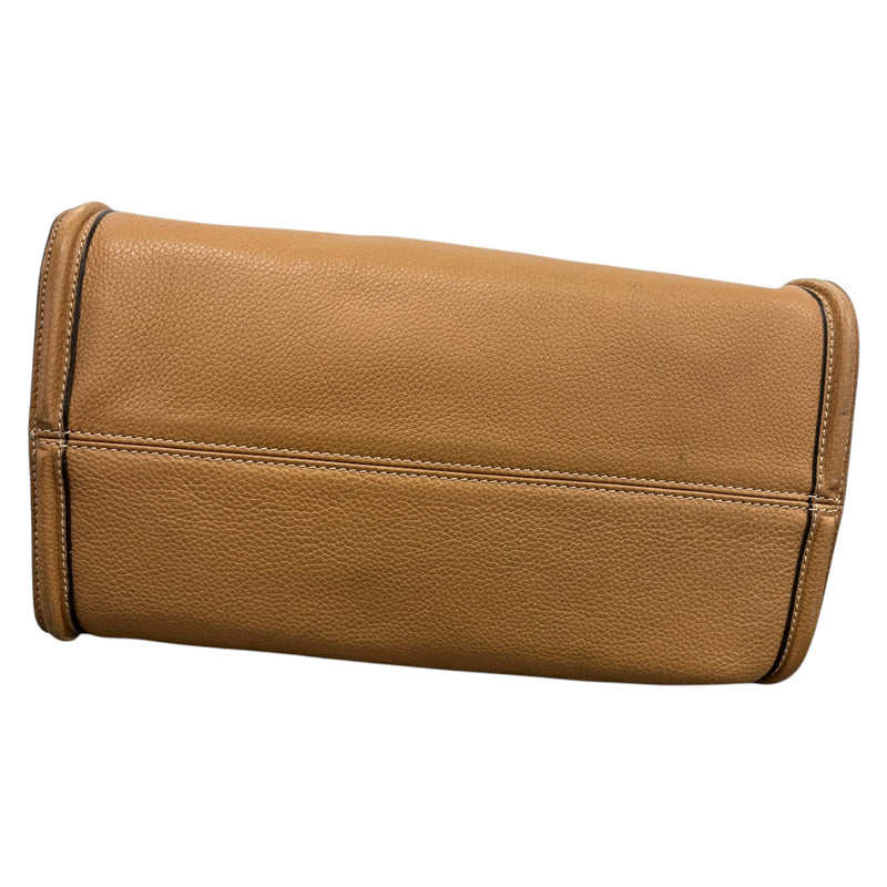 Women's Medium Padlock Zip Tote Handbag Brown