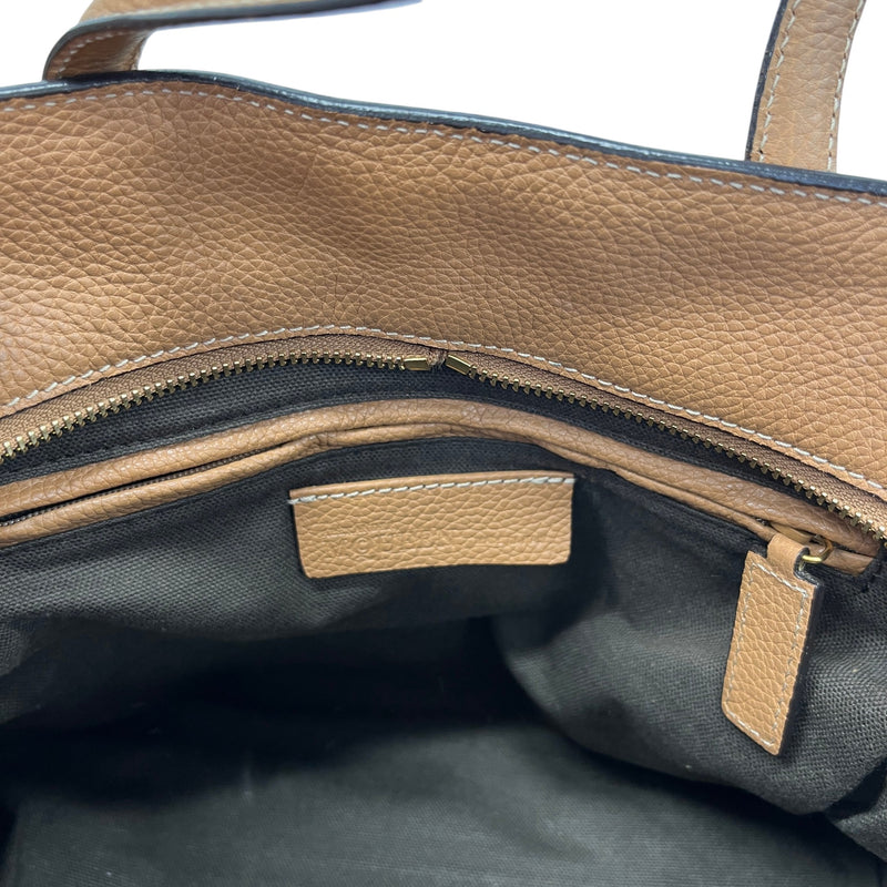 Women's Medium Padlock Zip Tote Handbag Brown