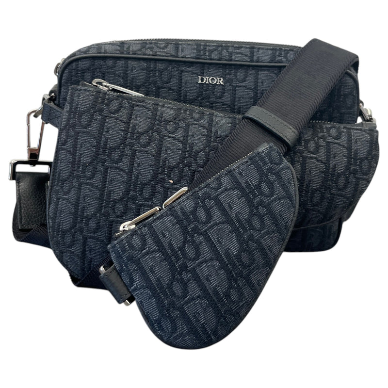 Men's Saddle Triple Pouch Messenger Bag Black