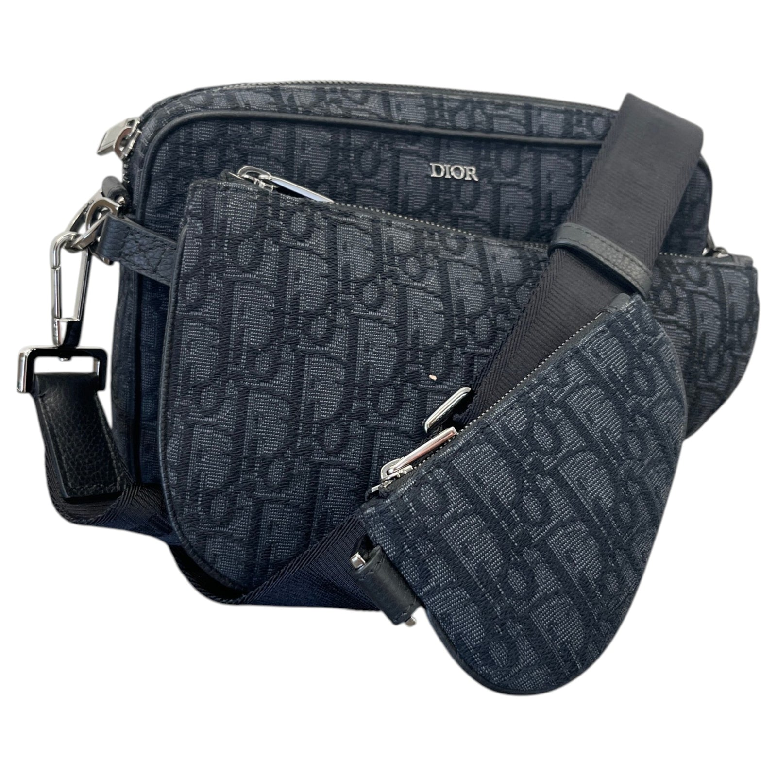 Men's Saddle Triple Pouch Messenger Bag Black - Photo 4