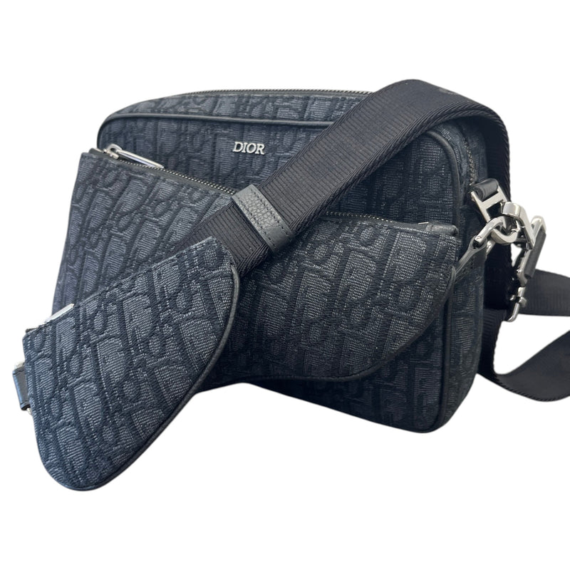 Men's Saddle Triple Pouch Messenger Bag Black