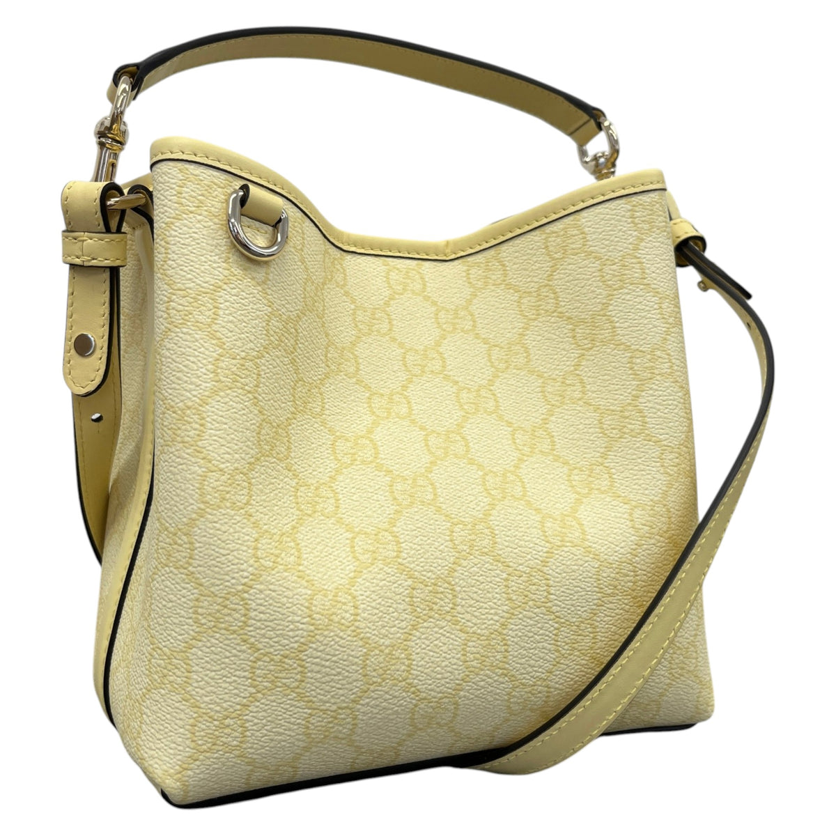 Women's GG Emblem Small Bucket Handbag Yellow - Photo 4