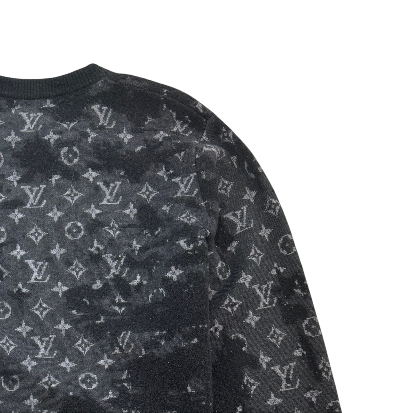Men's Distressed Monogram Sweatshirt Black Size XL - Photo 4