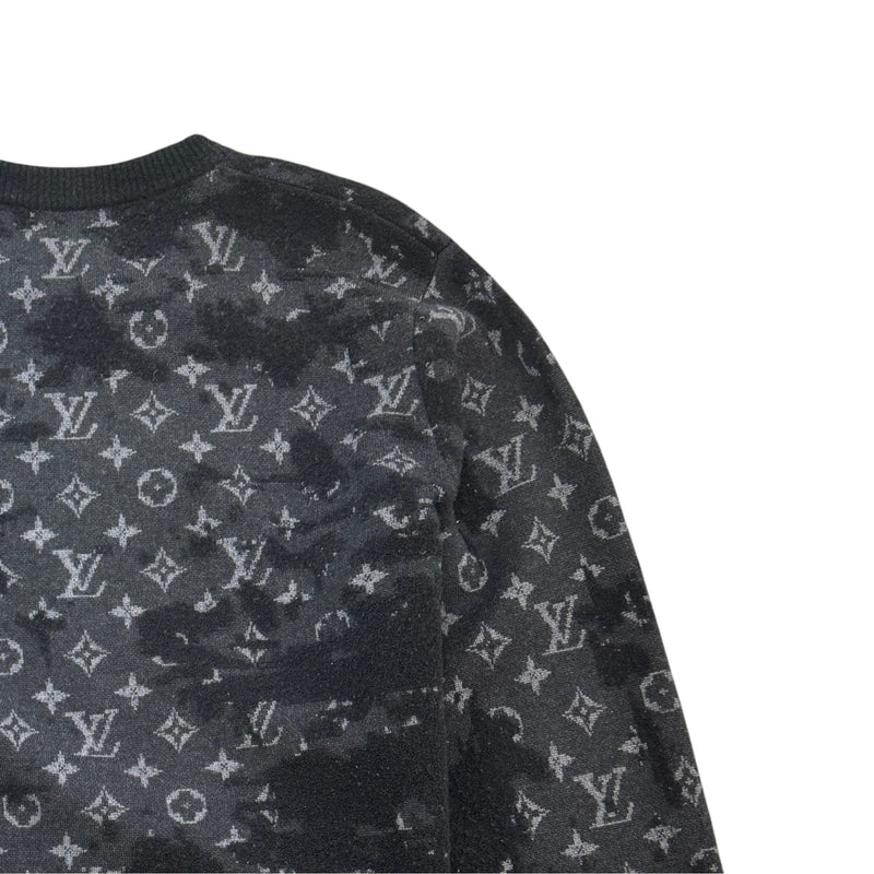 Men's Distressed Monogram Sweatshirt Black Size XL