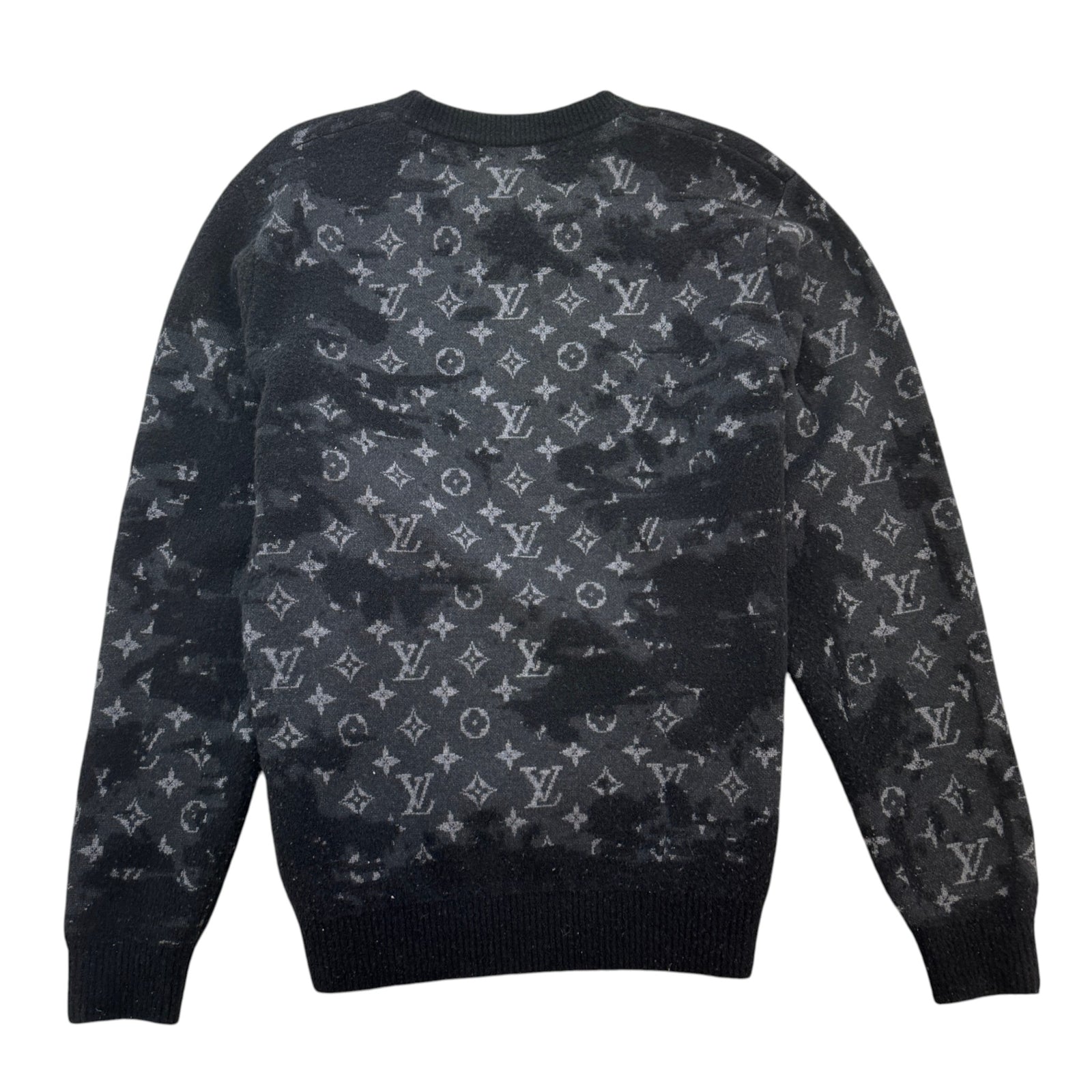Men's Distressed Monogram Sweatshirt Black Size XL - Photo 2
