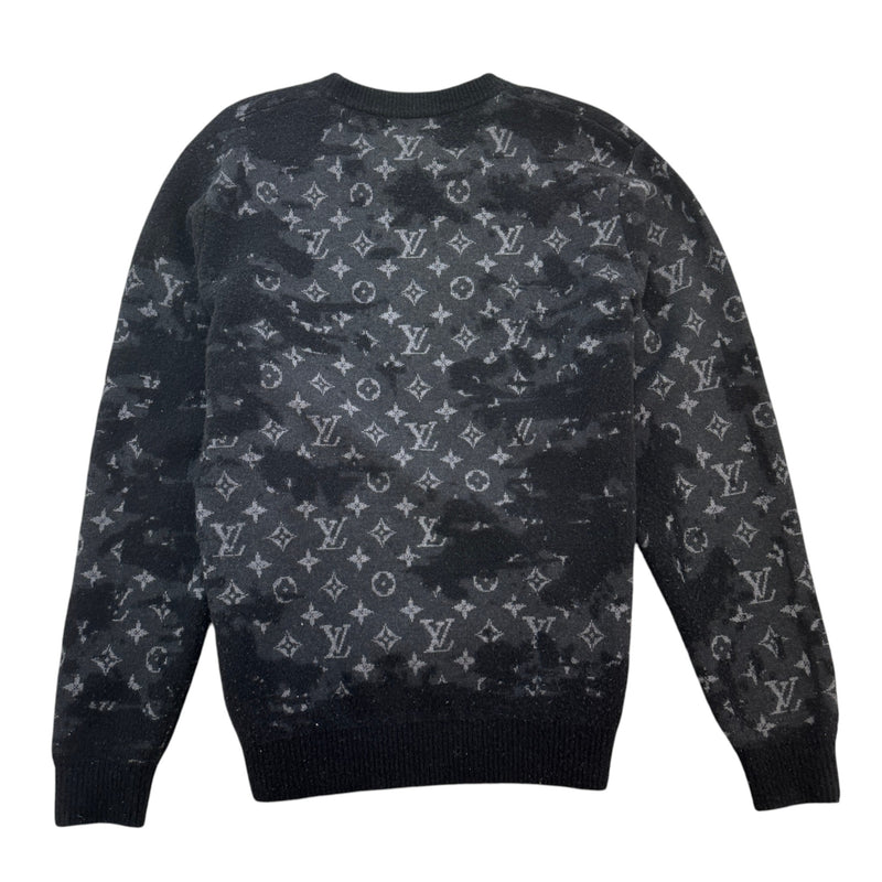 Men's Distressed Monogram Sweatshirt Black Size XL