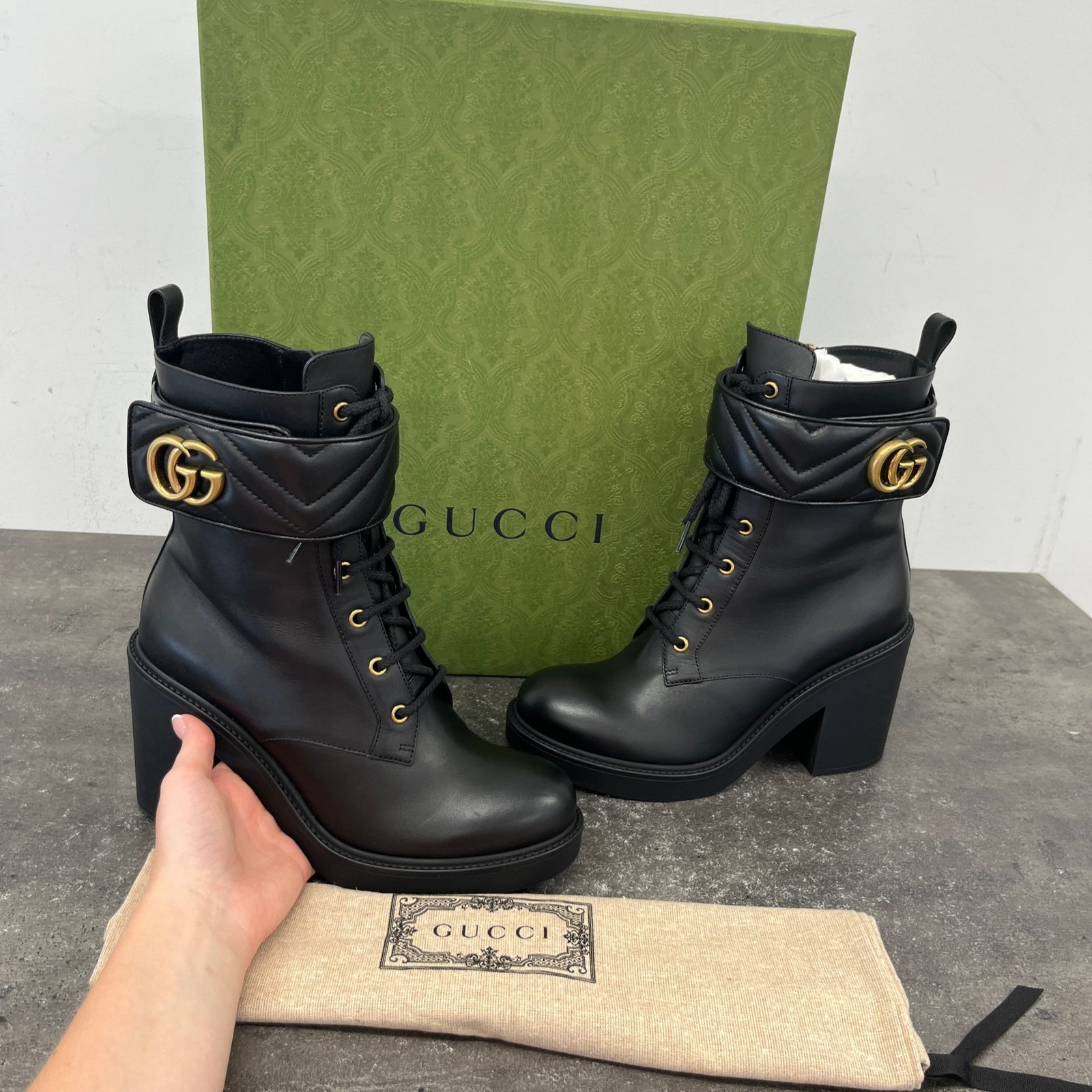 Women's Gg Marmont Heeled Boots Black Size EU 39.5 / UK 6.5 - Photo 11