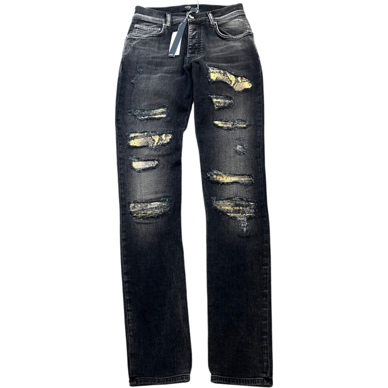 Men's Distressed Snake Thrasher Skinny Jeans Grey Size XS / W28