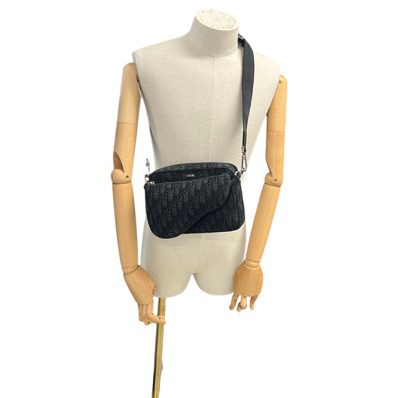Men's Saddle Triple Pouch Messenger Bag Black