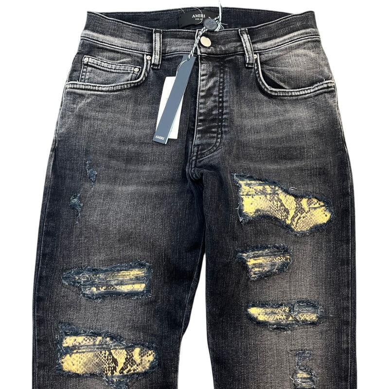 Men's Distressed Snake Thrasher Skinny Jeans Grey Size XS / W28