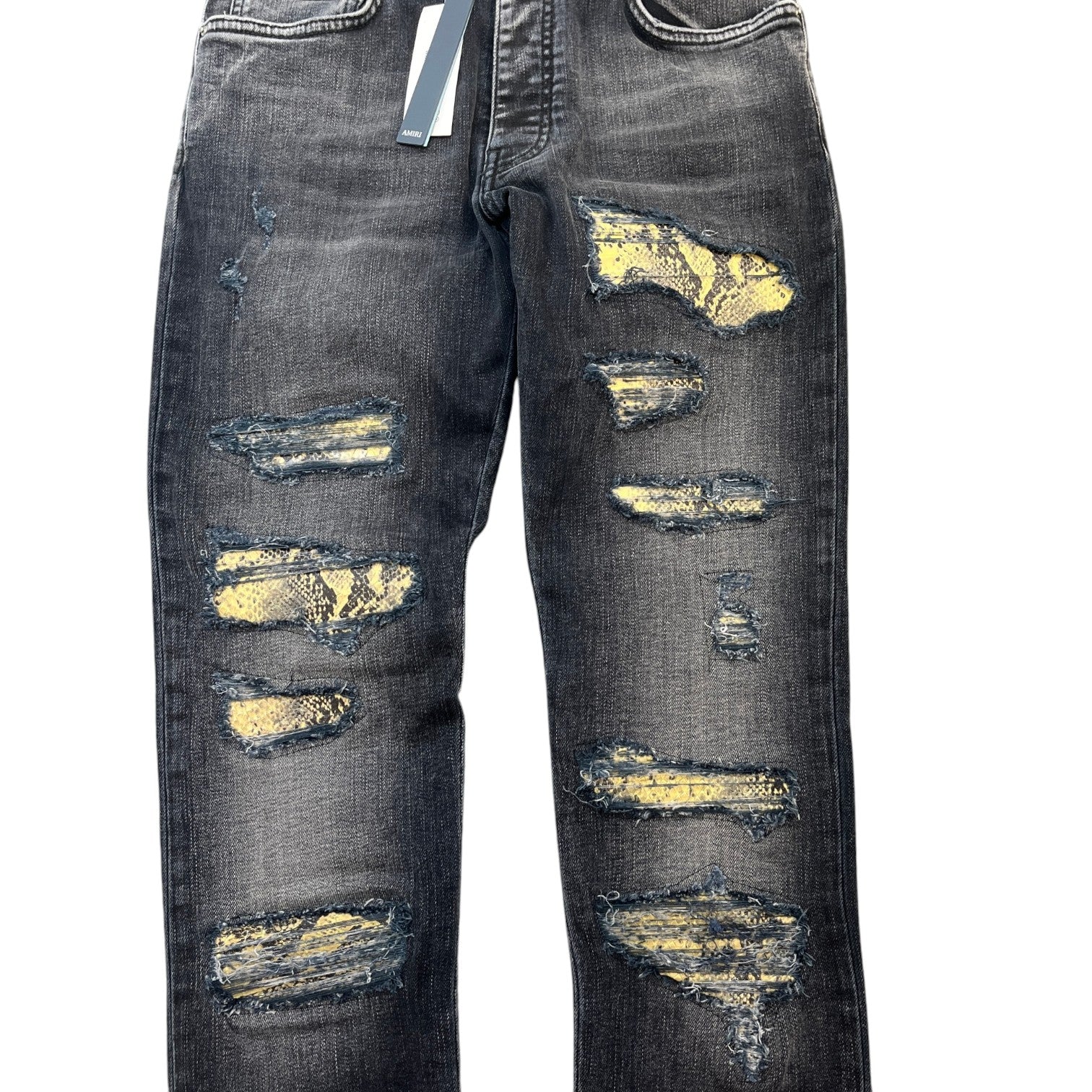 Men's Distressed Snake Thrasher Skinny Jeans Grey Size XS / W28 - Photo 6