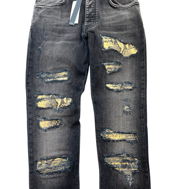 Men's Distressed Snake Thrasher Skinny Jeans Grey Size XS / W28