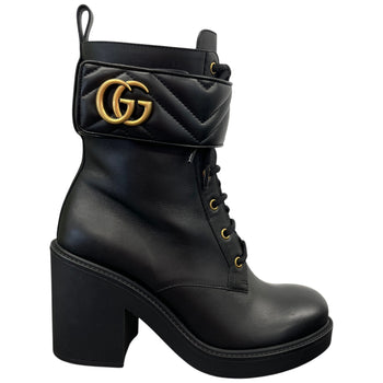 Women's Gg Marmont Heeled Boots Black Size EU 39.5 / UK 6.5