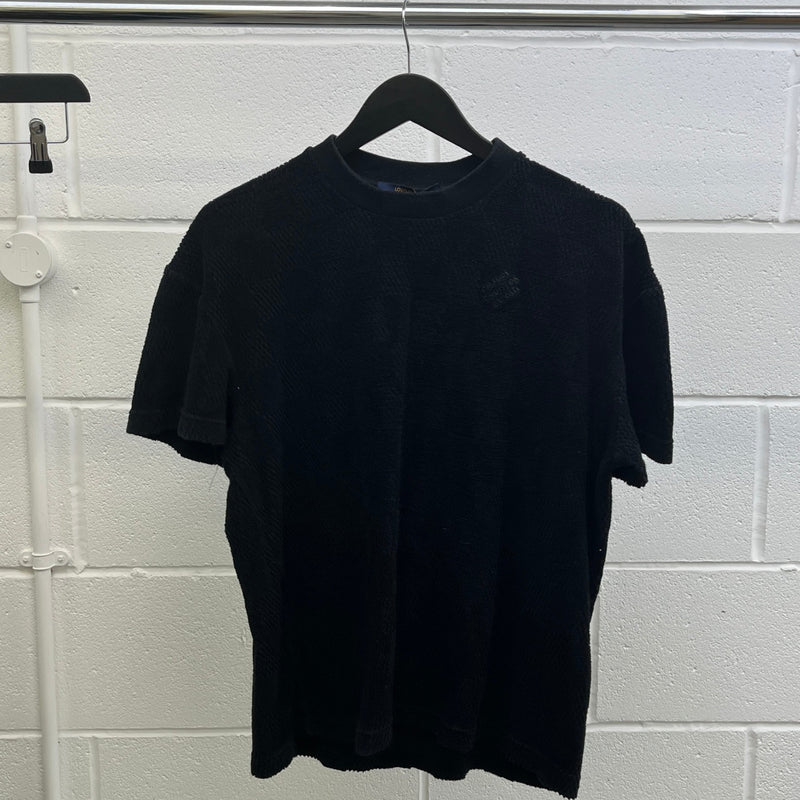 Men's Damier Towelling T-Shirt Black Size S