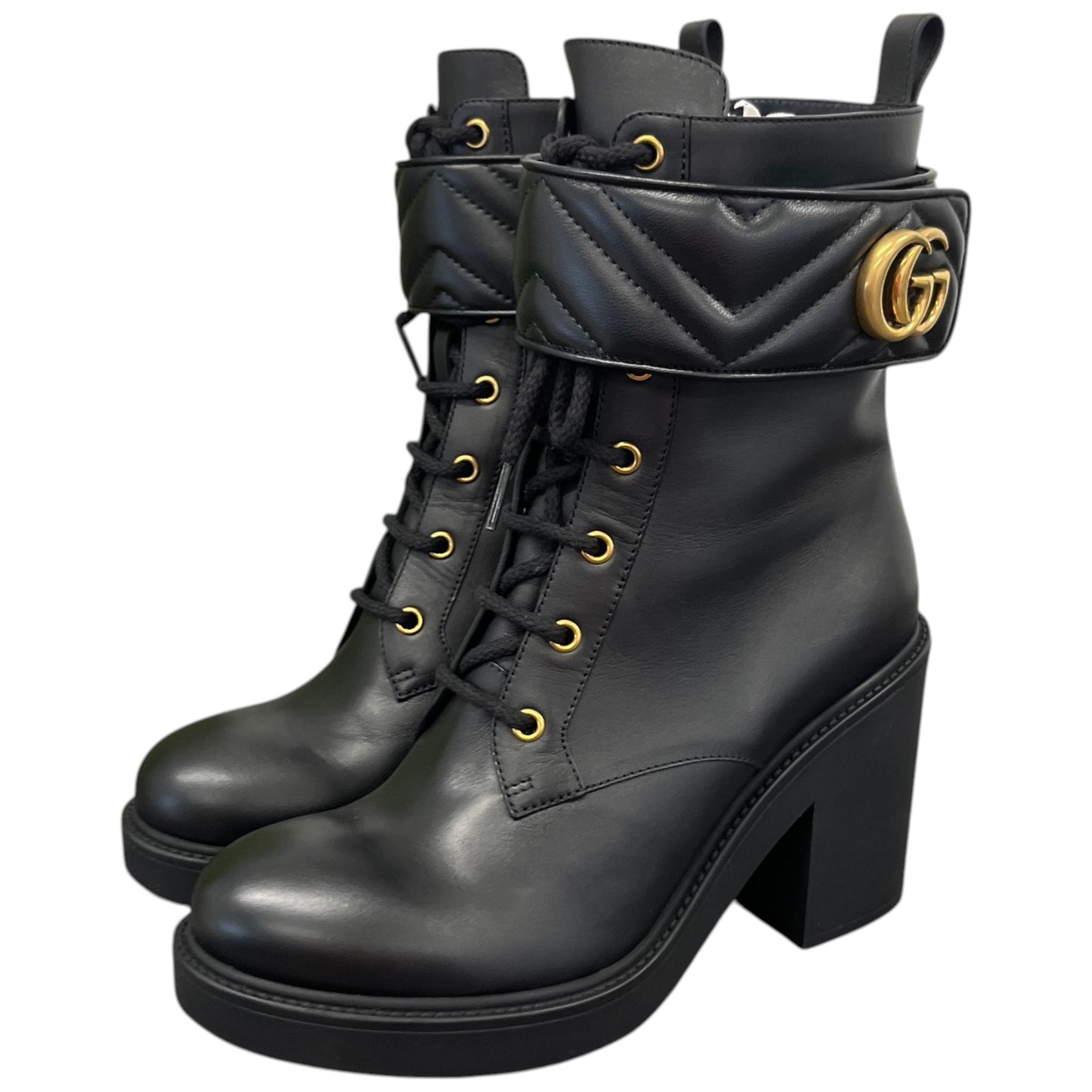 Women's Gg Marmont Heeled Boots Black Size EU 39.5 / UK 6.5 - Photo 8