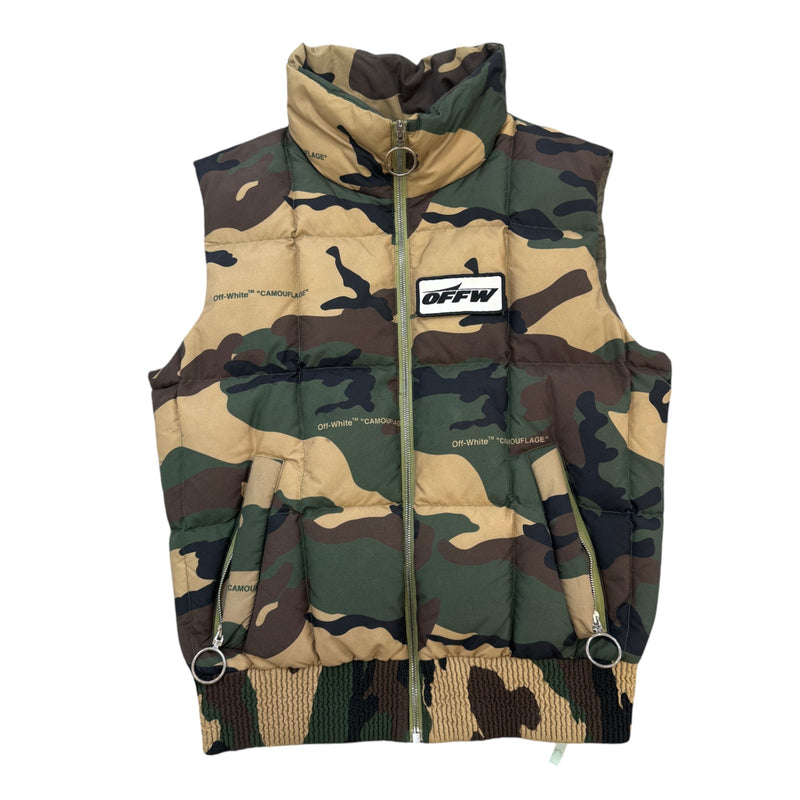 Men's all over woodland camo Gilet Green Size M