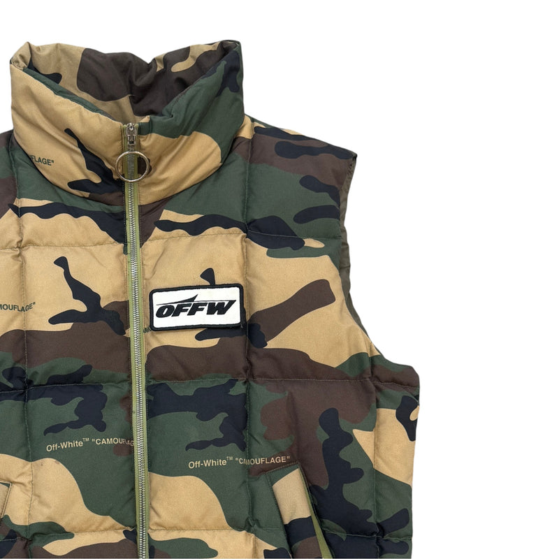 Men's all over woodland camo Gilet Green Size M