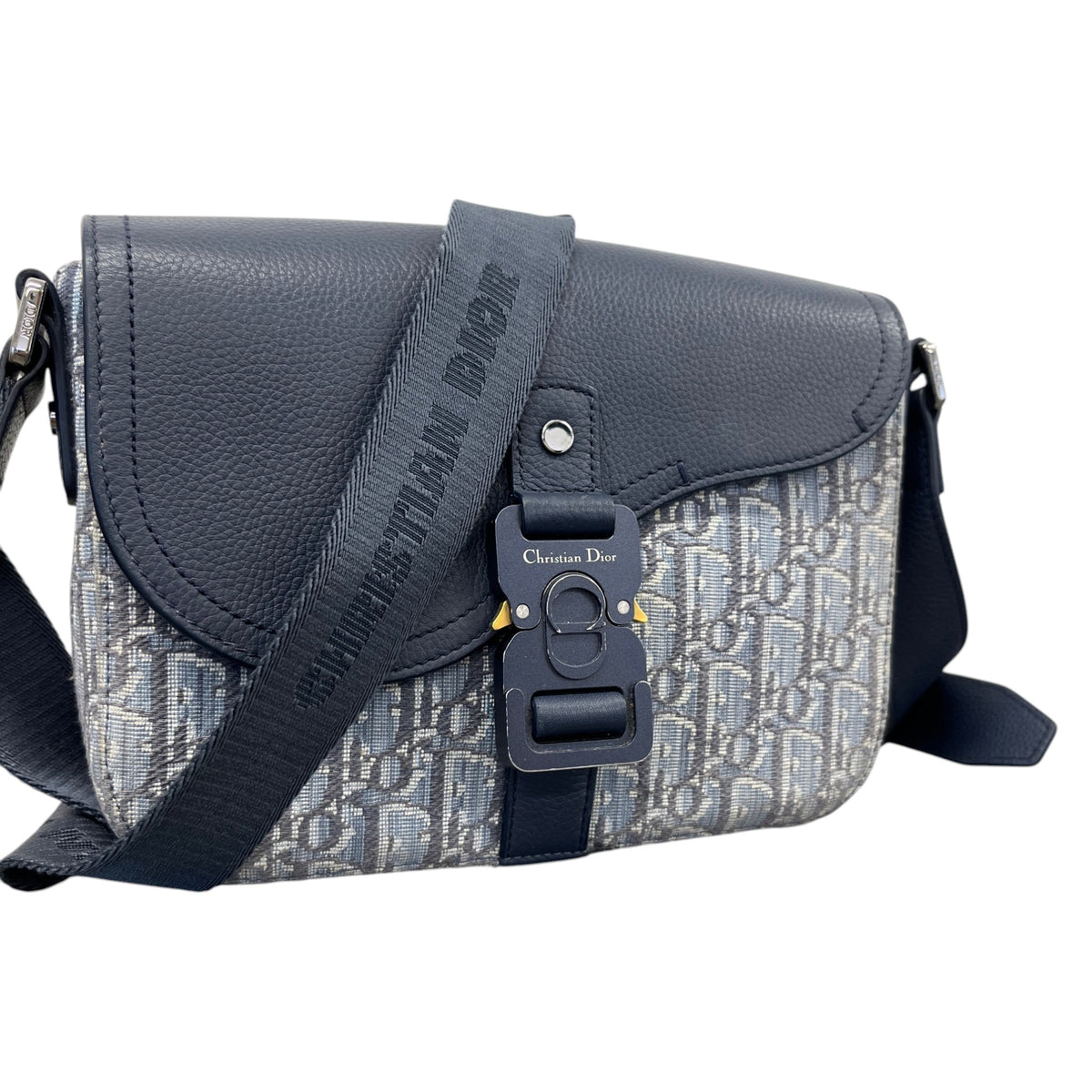 Men's Saddle With Flap Messenger Bag Blue - Photo 4