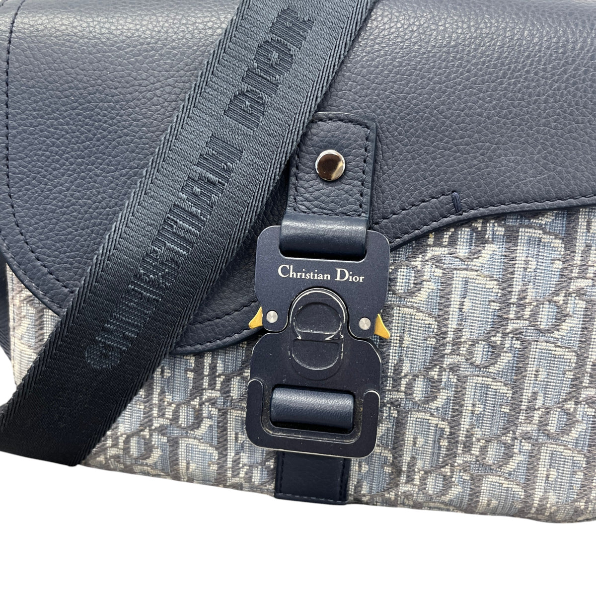 Men's Saddle With Flap Messenger Bag Blue - Photo 11