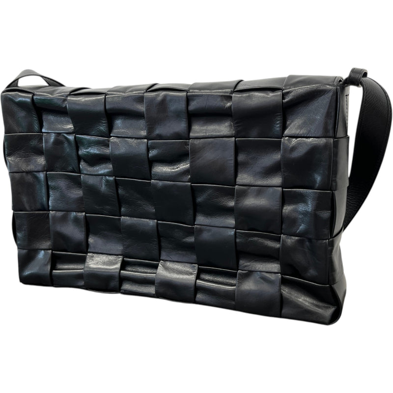 Men's Paper Cassette Intrecciato Maxi Bag Black