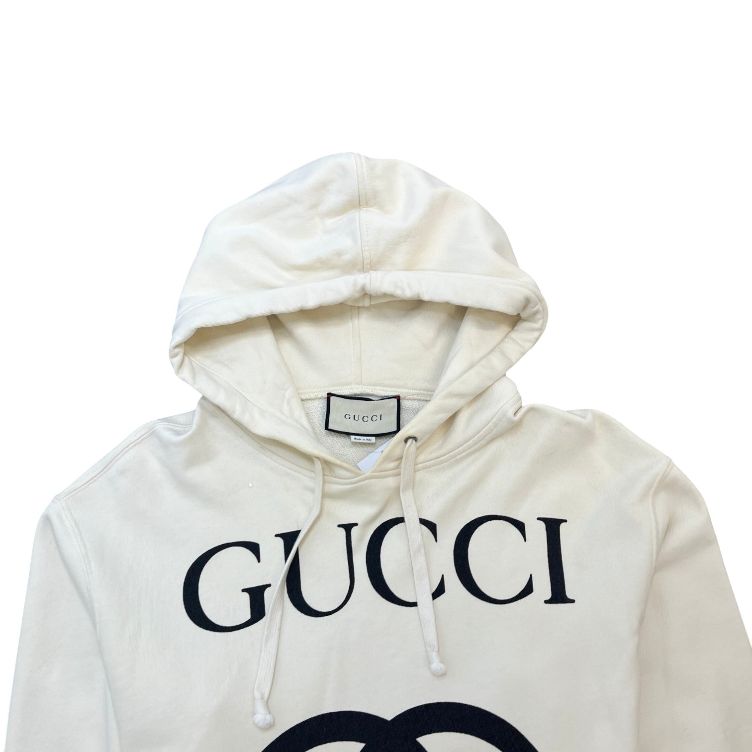 Men's Logo Print Hoodie Cream Size S - Photo 5