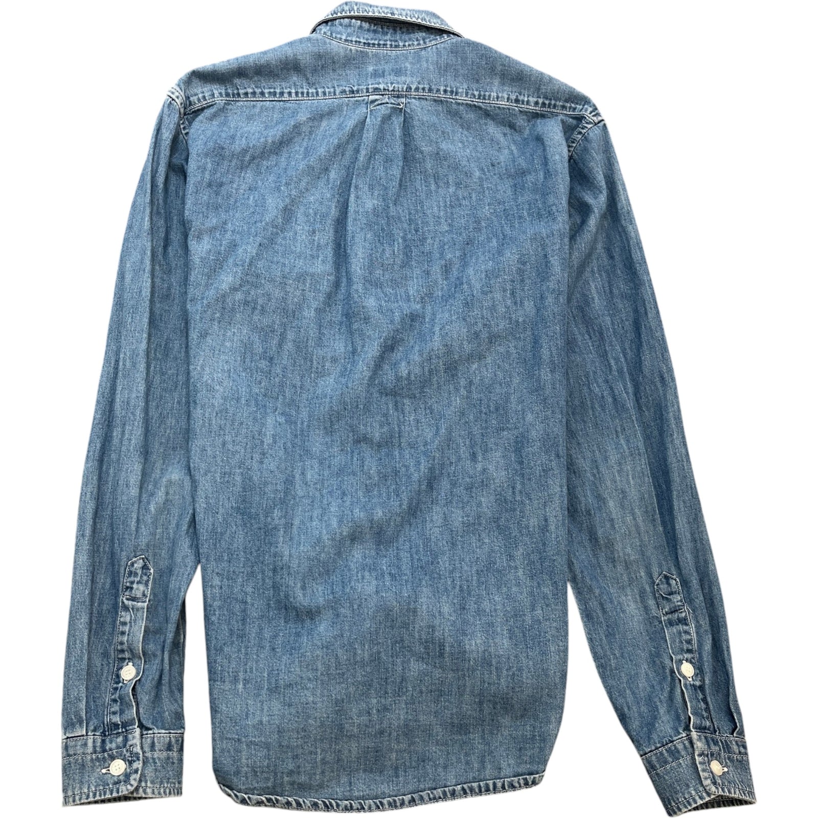 Men's Embroidered Logo Long Sleeve Shirt Blue Size M - Photo 2
