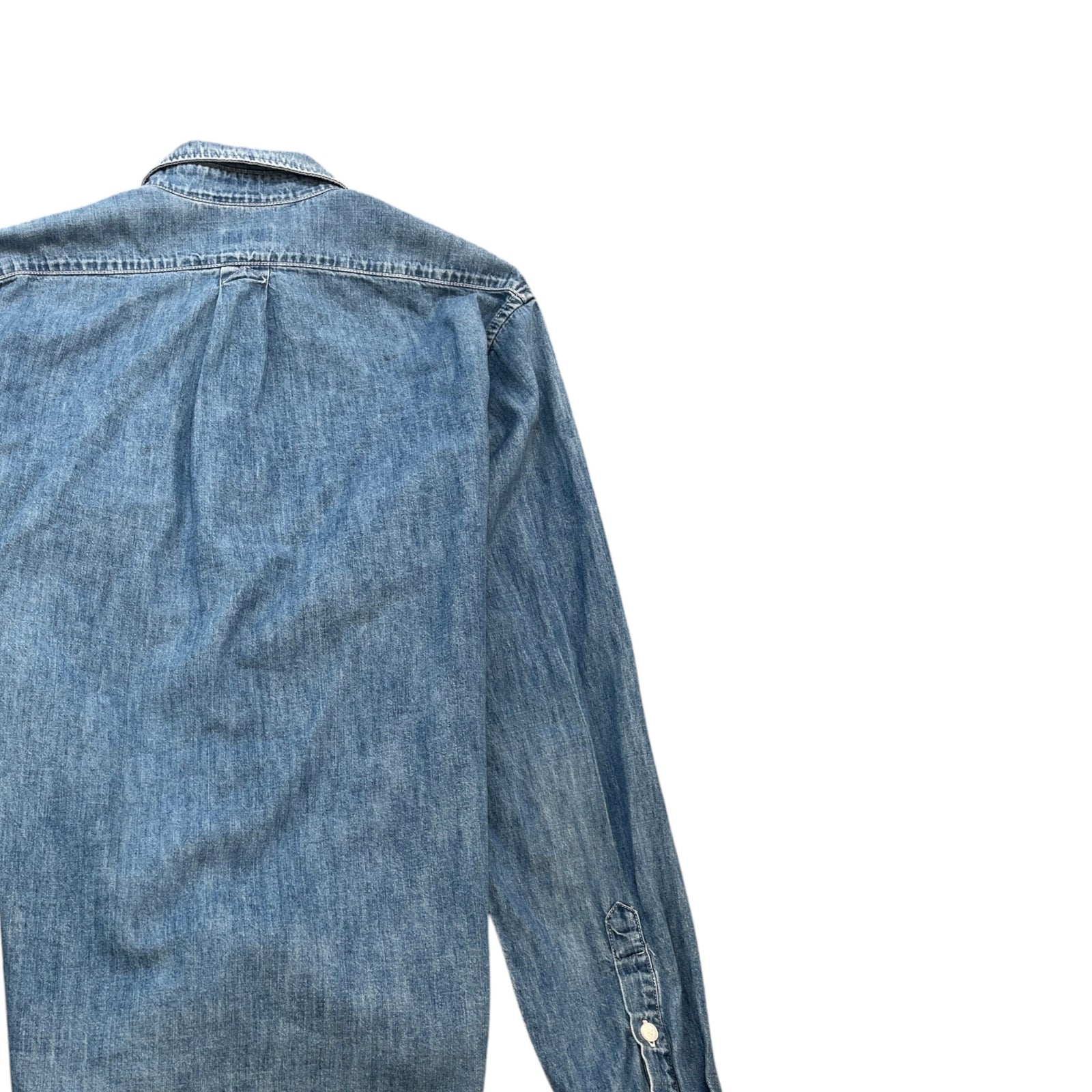 Men's Embroidered Logo Long Sleeve Shirt Blue Size M - Photo 4