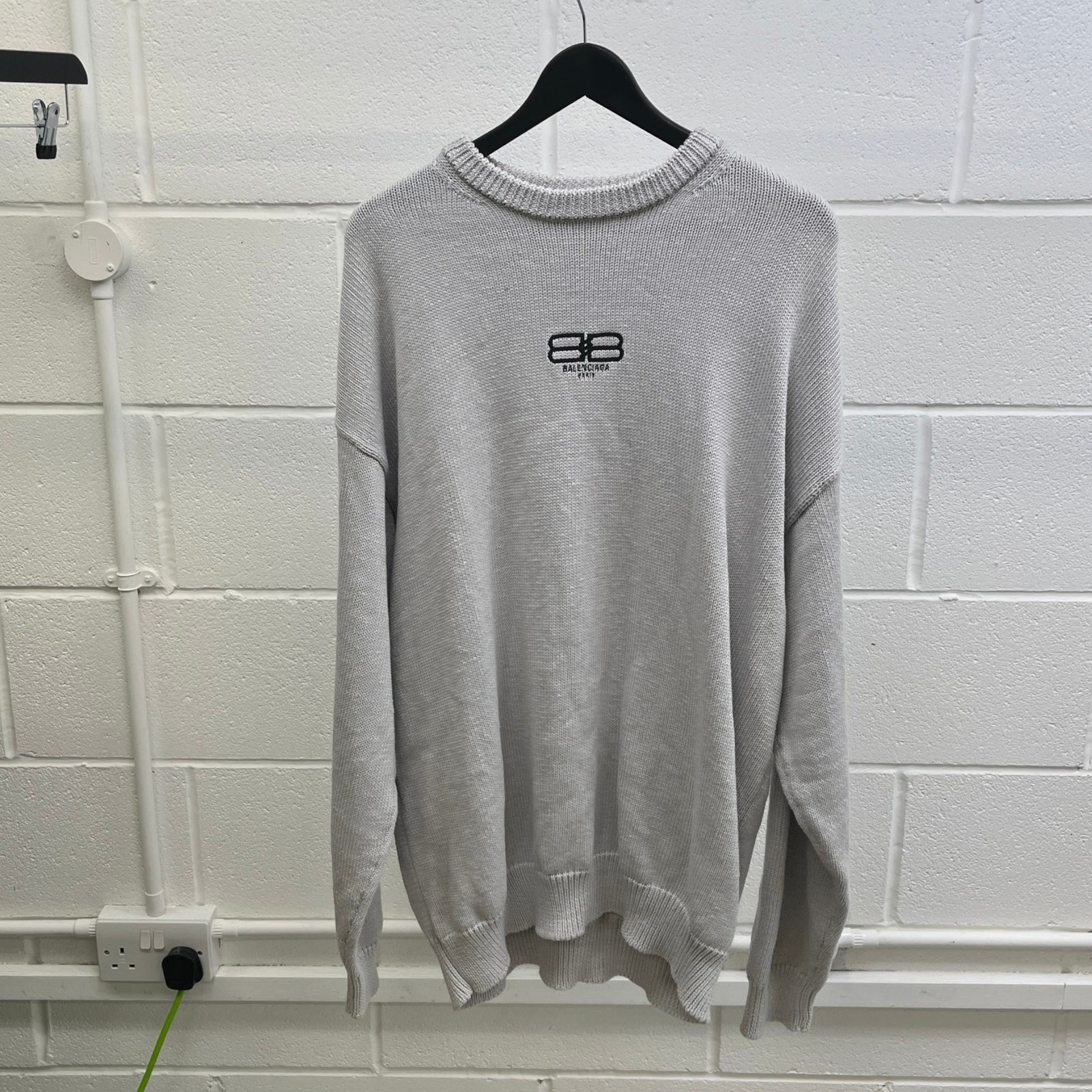 Men's Oversized Bb Paris Logo Jumper Grey Size M - Photo 8