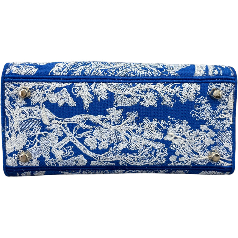 Women's Medium Dior Lady D-Lite Toile De Jouy Handbag Blue