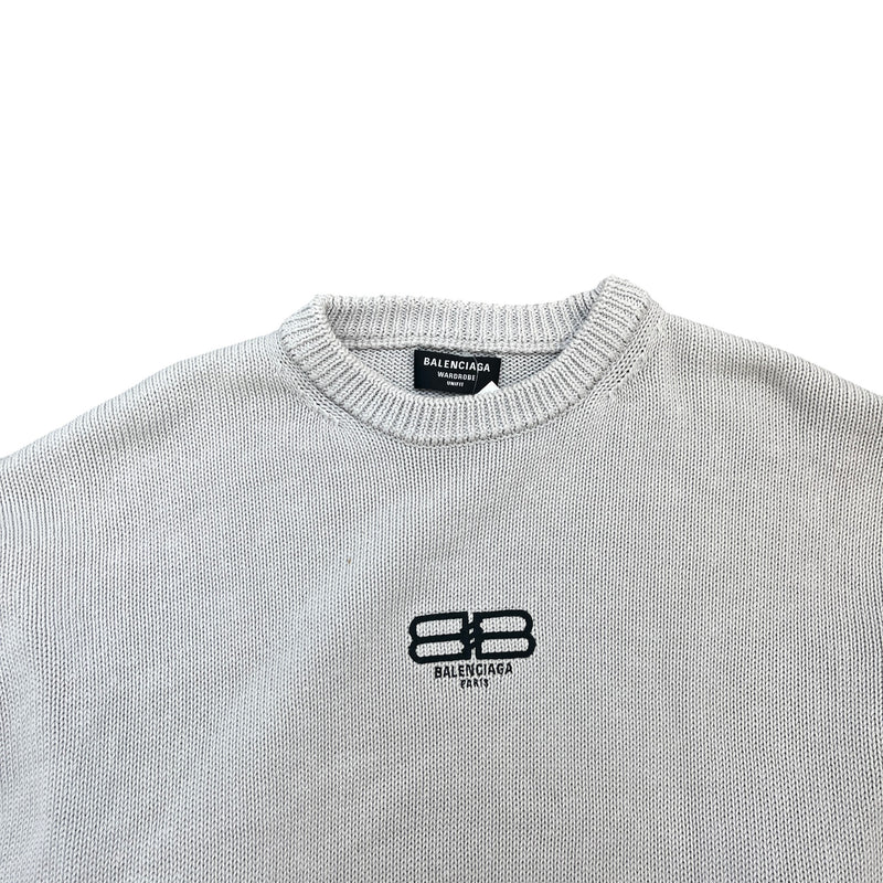 Men's Oversized Bb Paris Logo Jumper Grey Size M