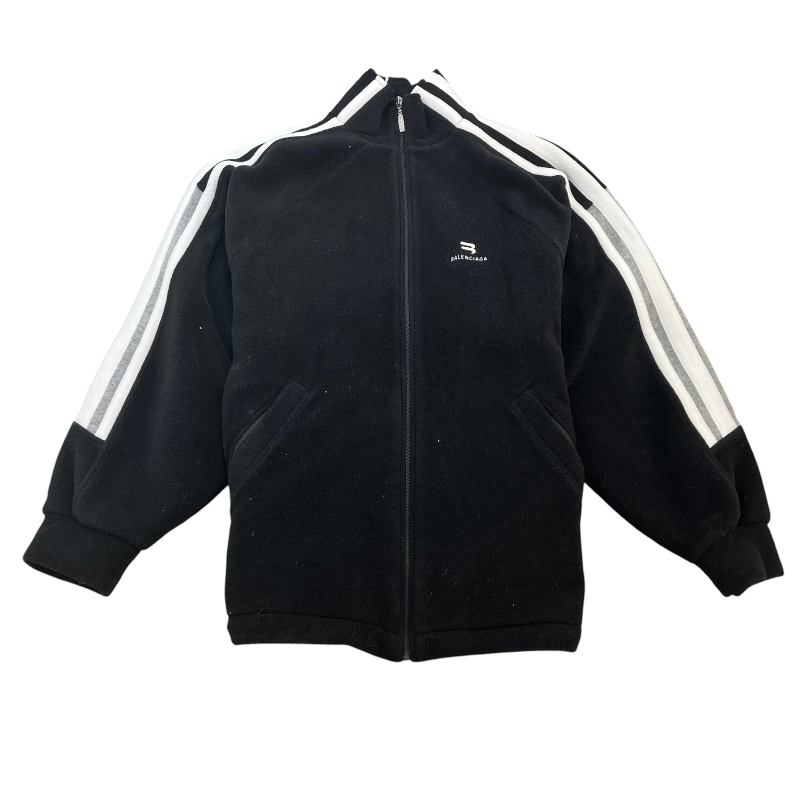 Men's Oversized Sporty B Zip Up Fleece Jacket Black Size XS - Photo 1