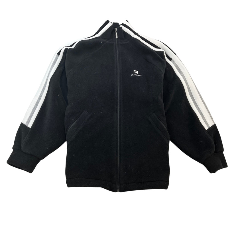 Men's Oversized Sporty B Zip Up Fleece Jacket Black Size XS