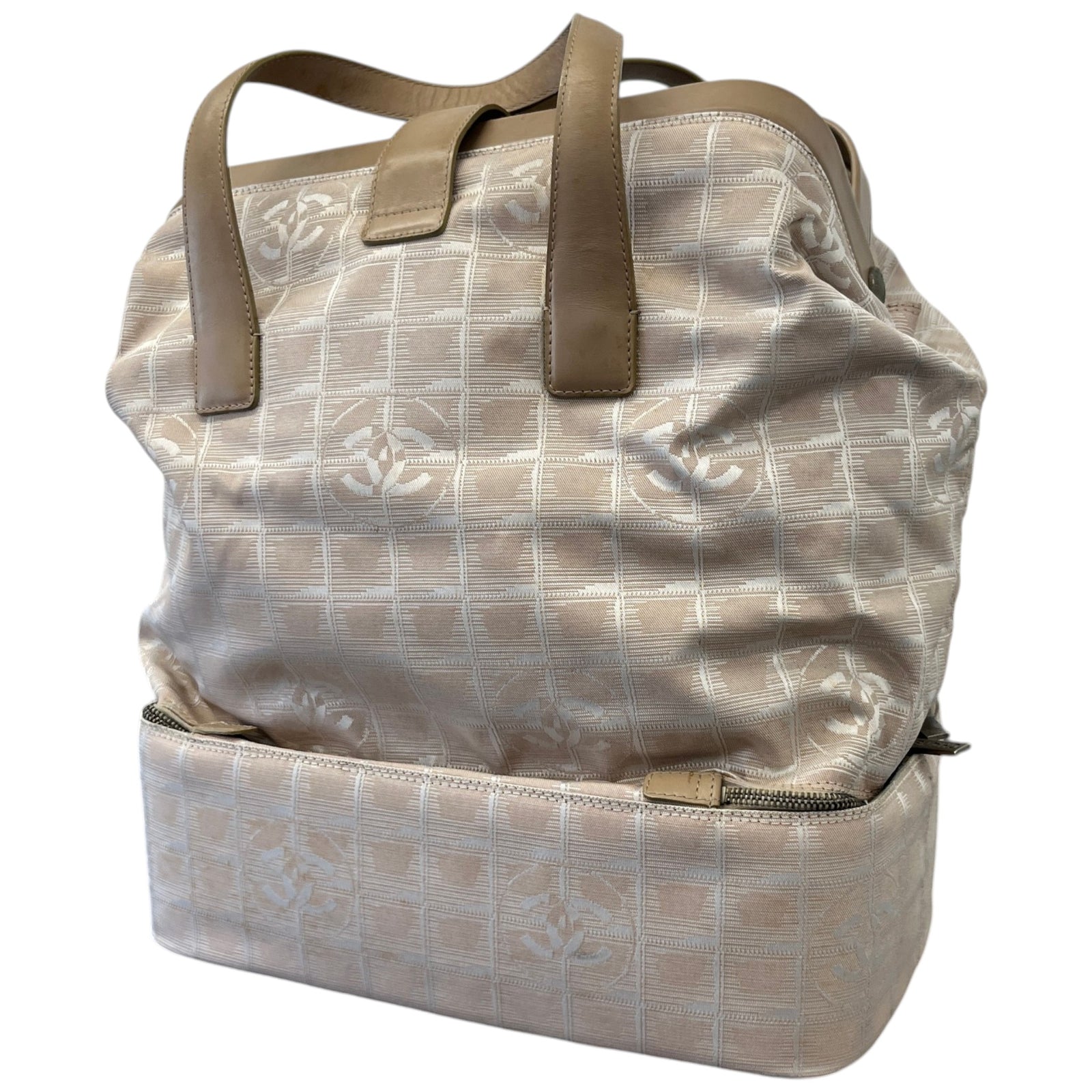 Women's CC Travel Ligne Frame Travel Bag Beige - Photo 8