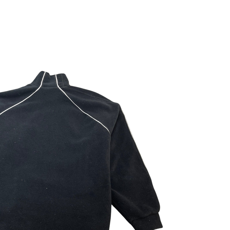 Men's Oversized Sporty B Zip Up Fleece Jacket Black Size XS