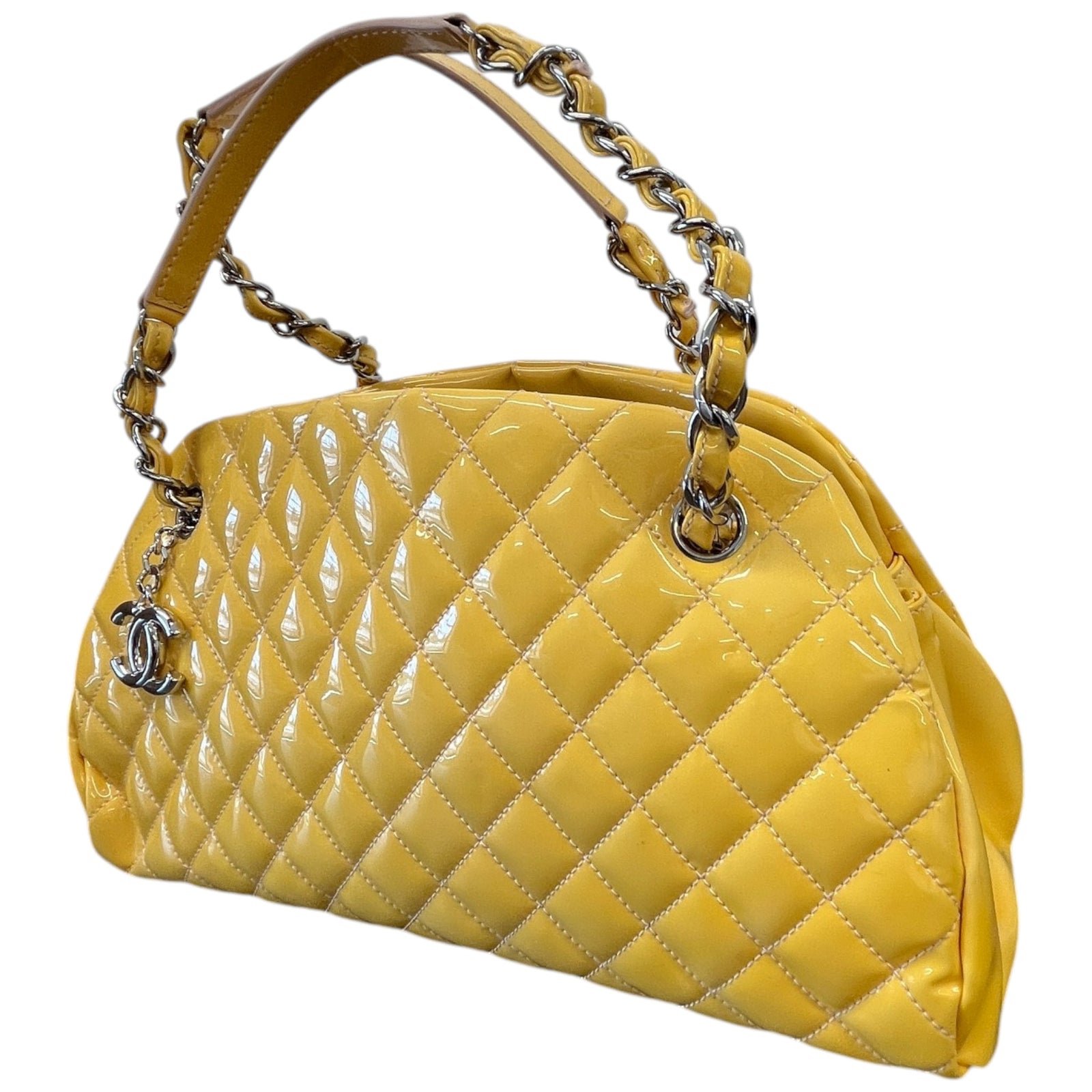 Women's Mademoiselle Bowling Patent Bag Yellow - Photo 5