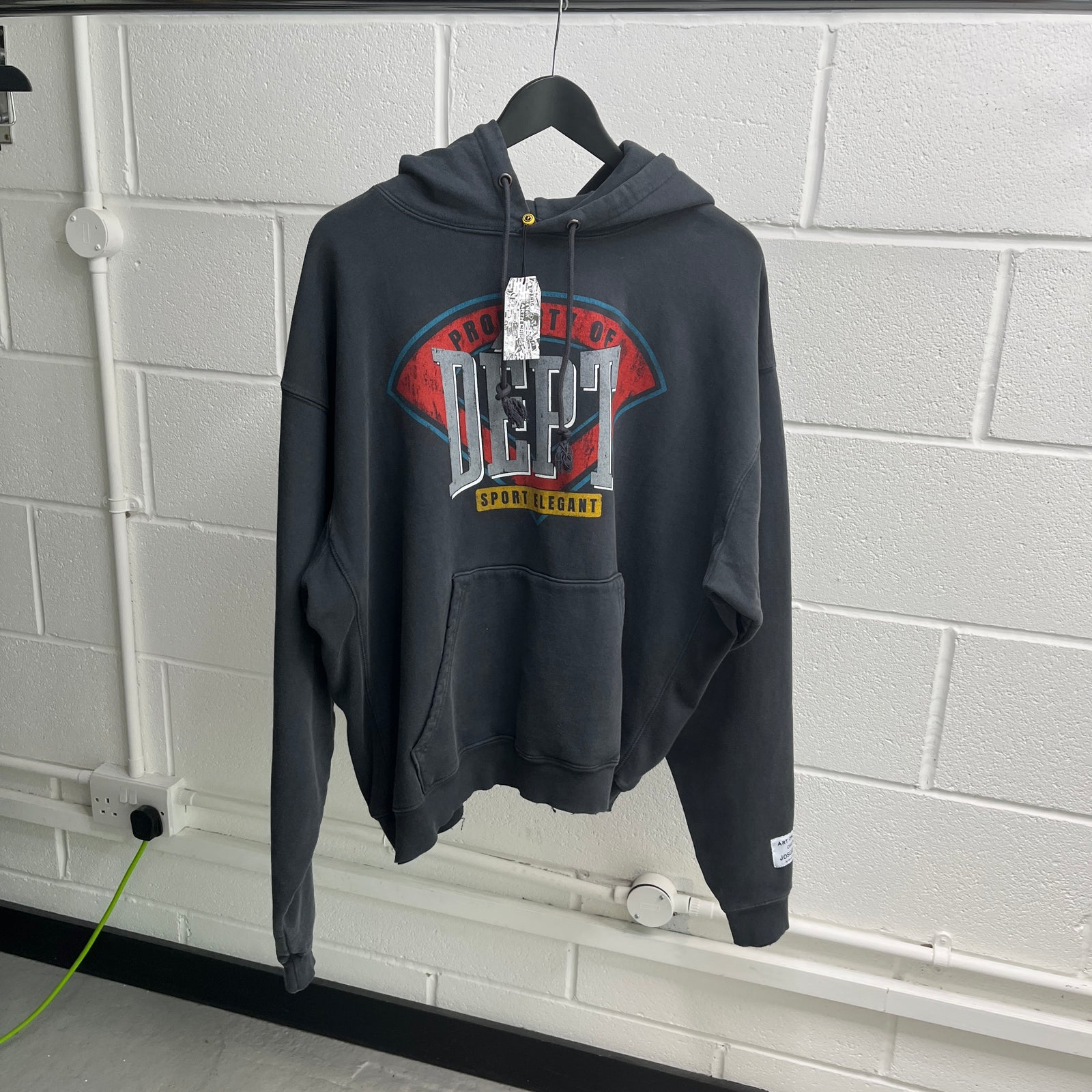 Men's Vintage Logo Hoodie Grey Size S - Photo 8