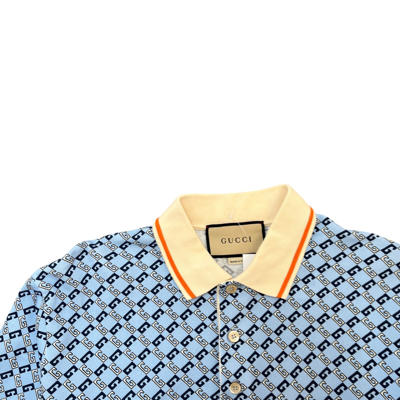 Men's Geometric G Polo Shirt Blue Size M - Photo 5