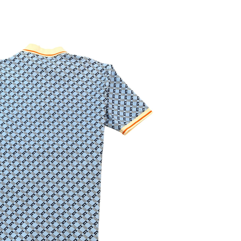 Men's Geometric G Polo Shirt Blue Size M