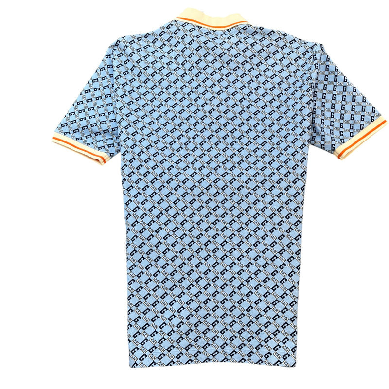 Men's Geometric G Polo Shirt Blue Size M