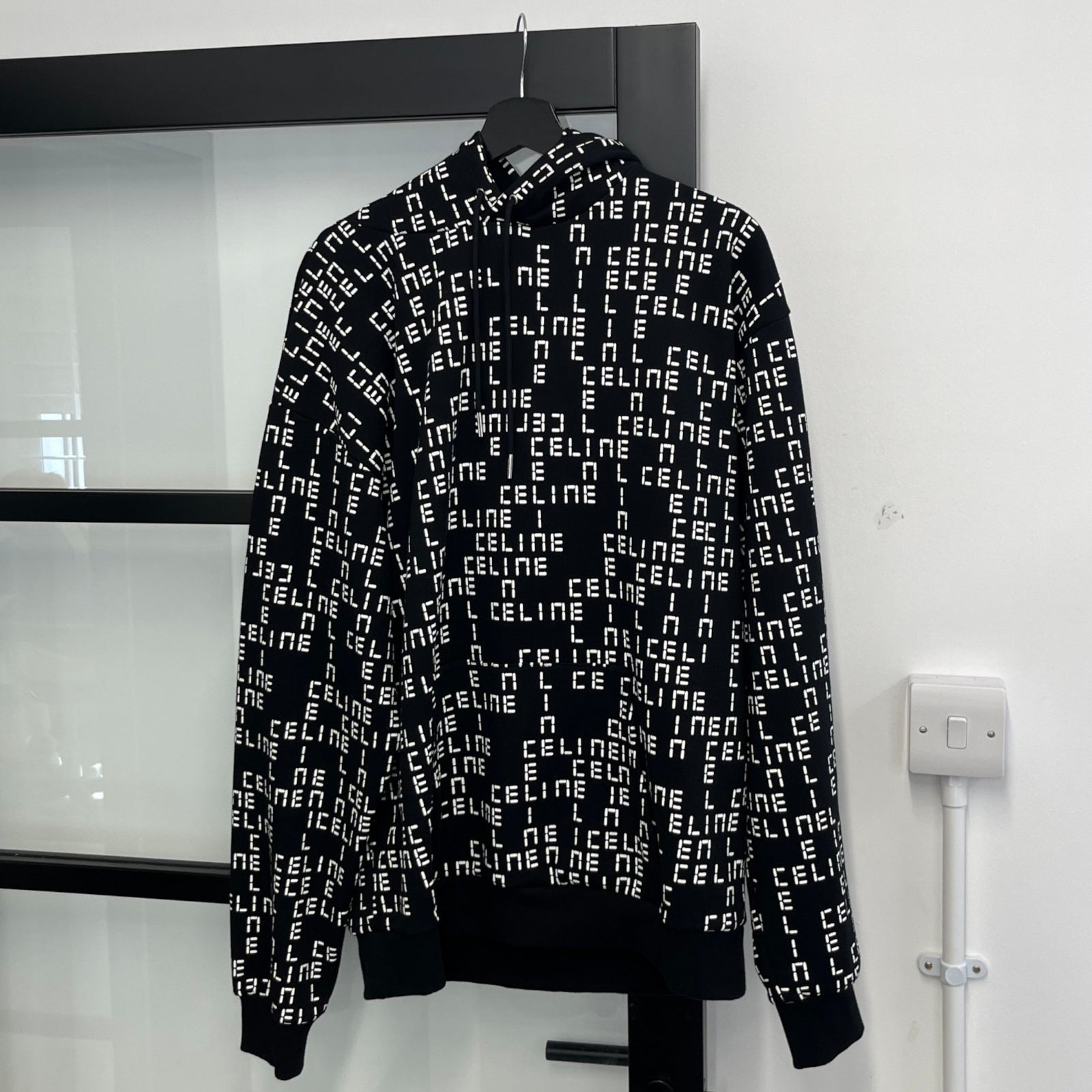 Men's all over logo Hoodie Black Size L - Photo 8