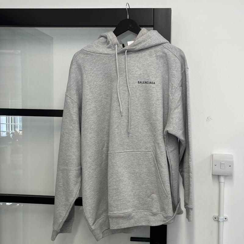Men's Logo Print Hoodie Grey Size XL