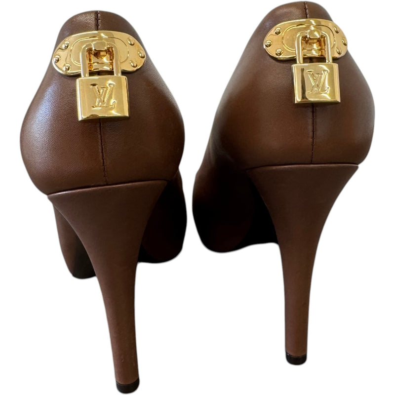 Women's Oh Really Platform Peep Toe Heels Brown Size UK 5.5 / EU 38.5